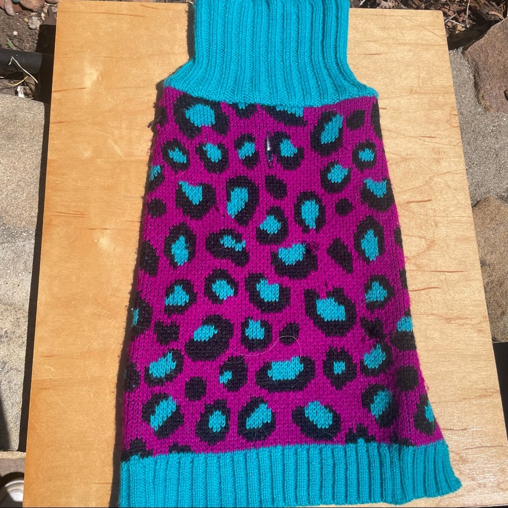 Purple and Blue Leopard Print Dog Sweater